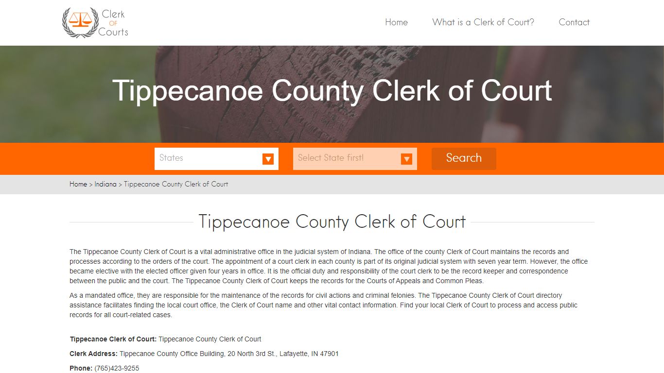 Tippecanoe County Clerk of Court